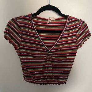 Sky and Sparrow striped crop shirt